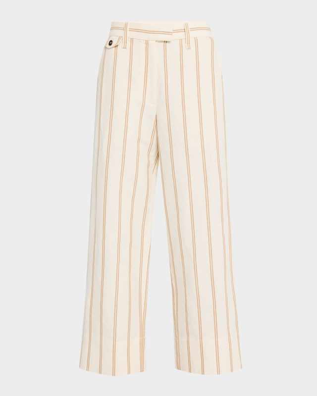 Striped Straight-Leg Crop Chino Pants